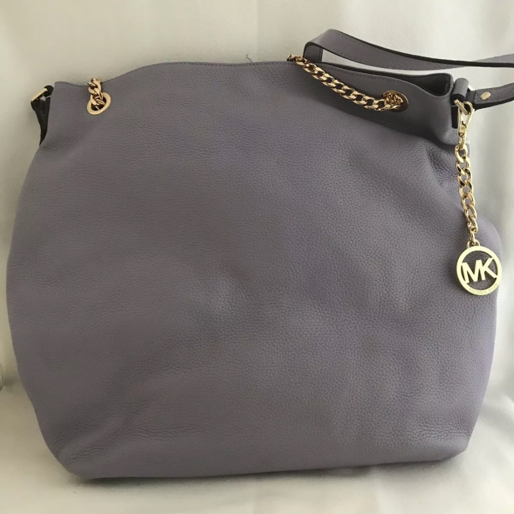 Nwt Michael Kors Jet Set Chain Large Pebbled Leather Messenger Bag In Lilac